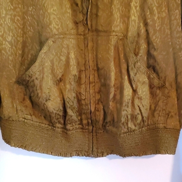 Anthropologie Maeve Leopard Print full zip olive green bomber jacket size XS - Picture 7 of 9